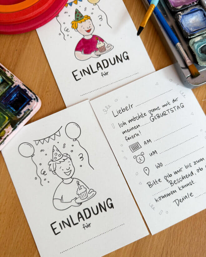 Postkarte: Einladung Kurzhaar - Selbstausmalkarte