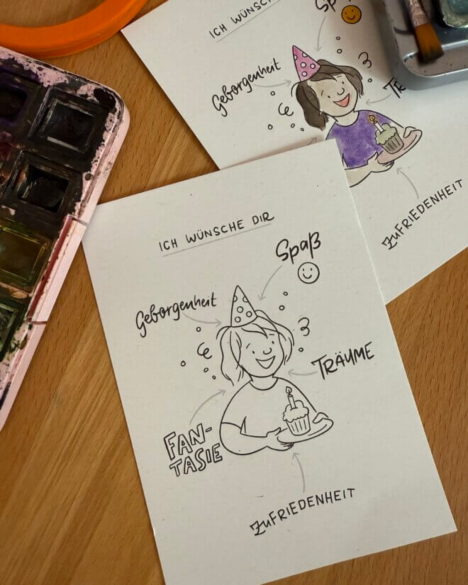 Postkarte: Ich wünsche Dir - Selbstausmalkarte