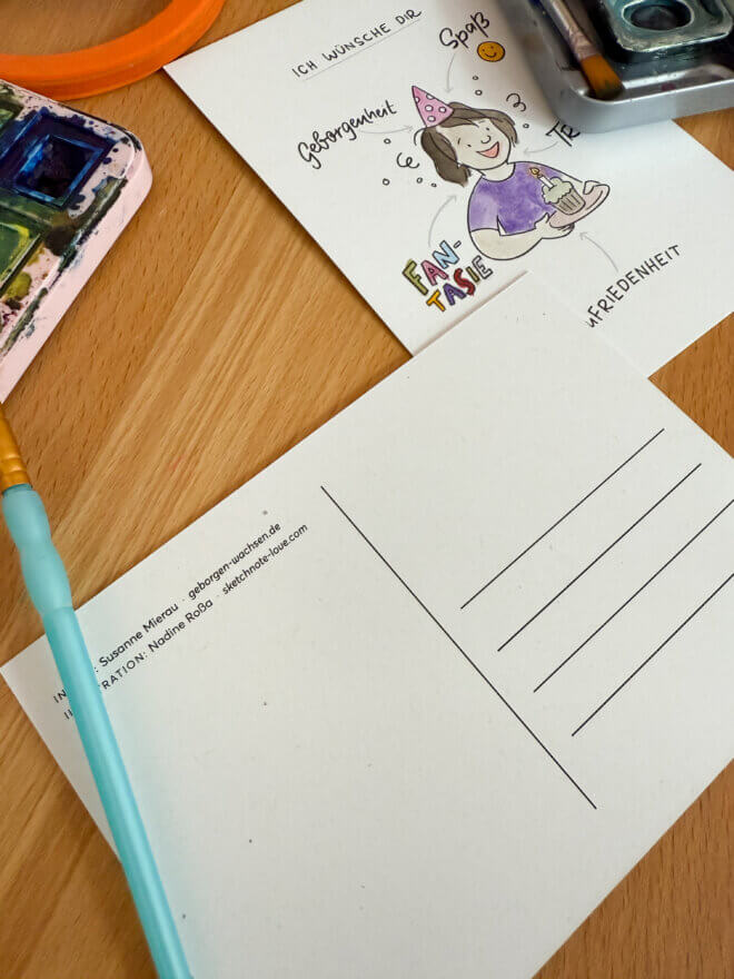 Postkarte: Ich wünsche Dir - Selbstausmalkarte – Bild 2